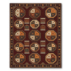 Octagonal Damask Medallion Deep Burgundy Rug