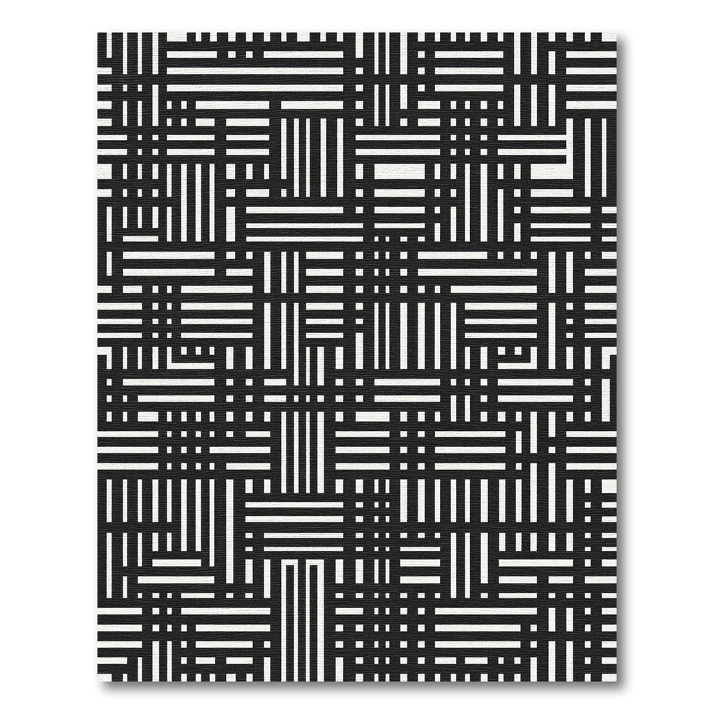 Monochrome Abstract Intersecting Line Art Rug