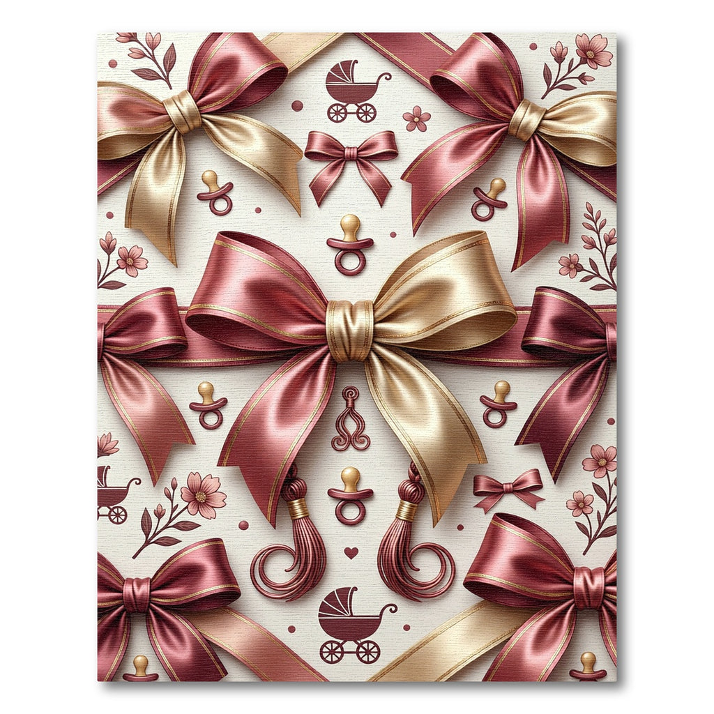 Graceful Rose Gold Bow Baby Keepsake Rug
