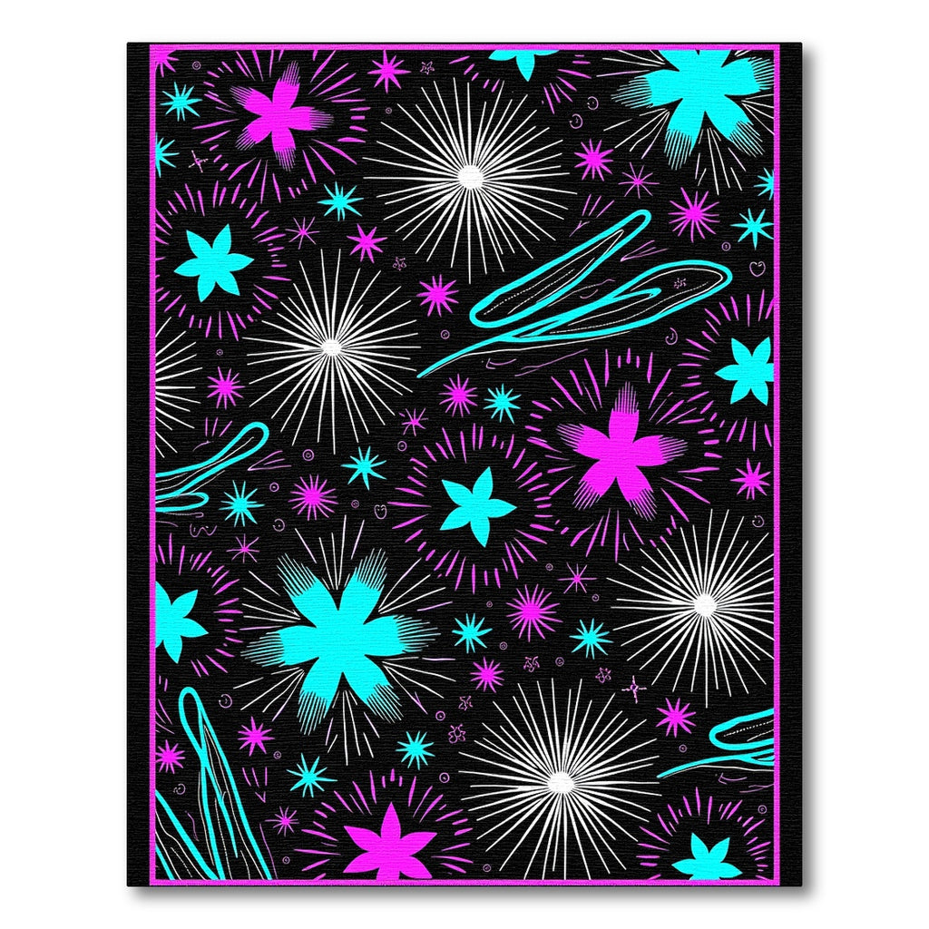 Vibrant Pink Cyan Starburst Explosion Rug