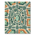 Modern Geometric Urban City Block Grid Rug
