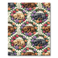 Sleeping Puppy Floral Rose Wreath Rug