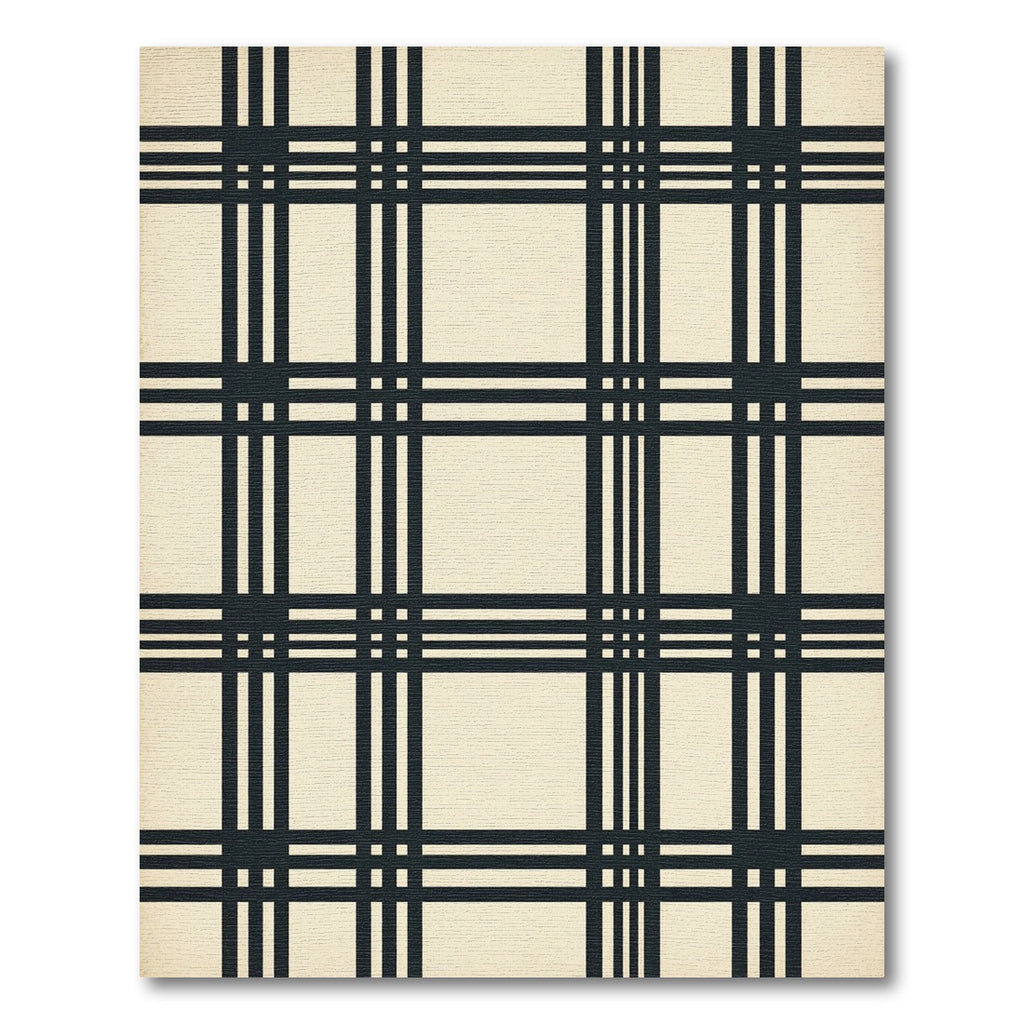 Deep Navy Plaid Geometric Squares Rug