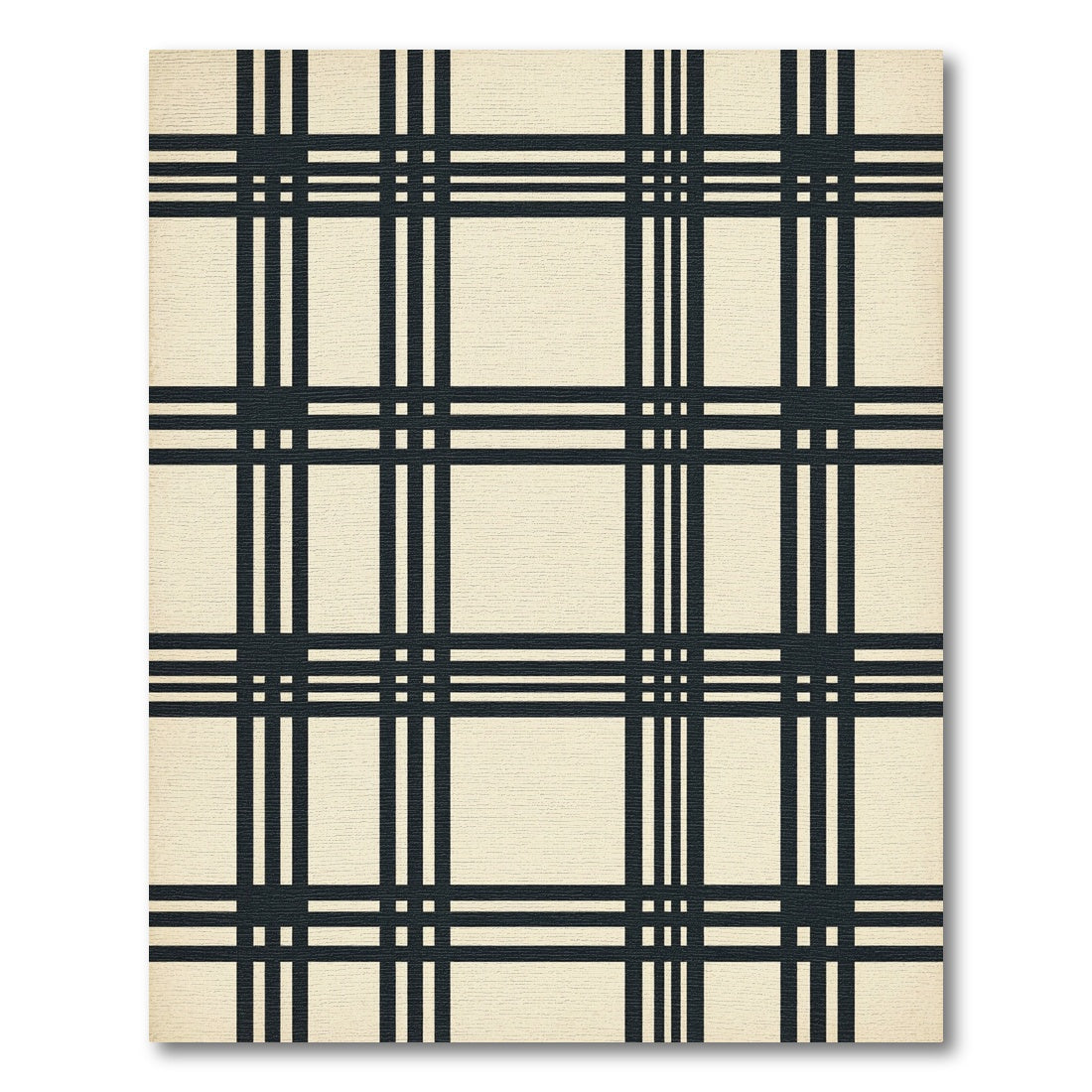 Deep Navy Plaid Geometric Squares Rug