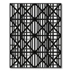 Monochromatic Black White Geometric Grid Rug