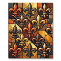 Golden Fleur-de-lis Earth Tone Mosaic Rug