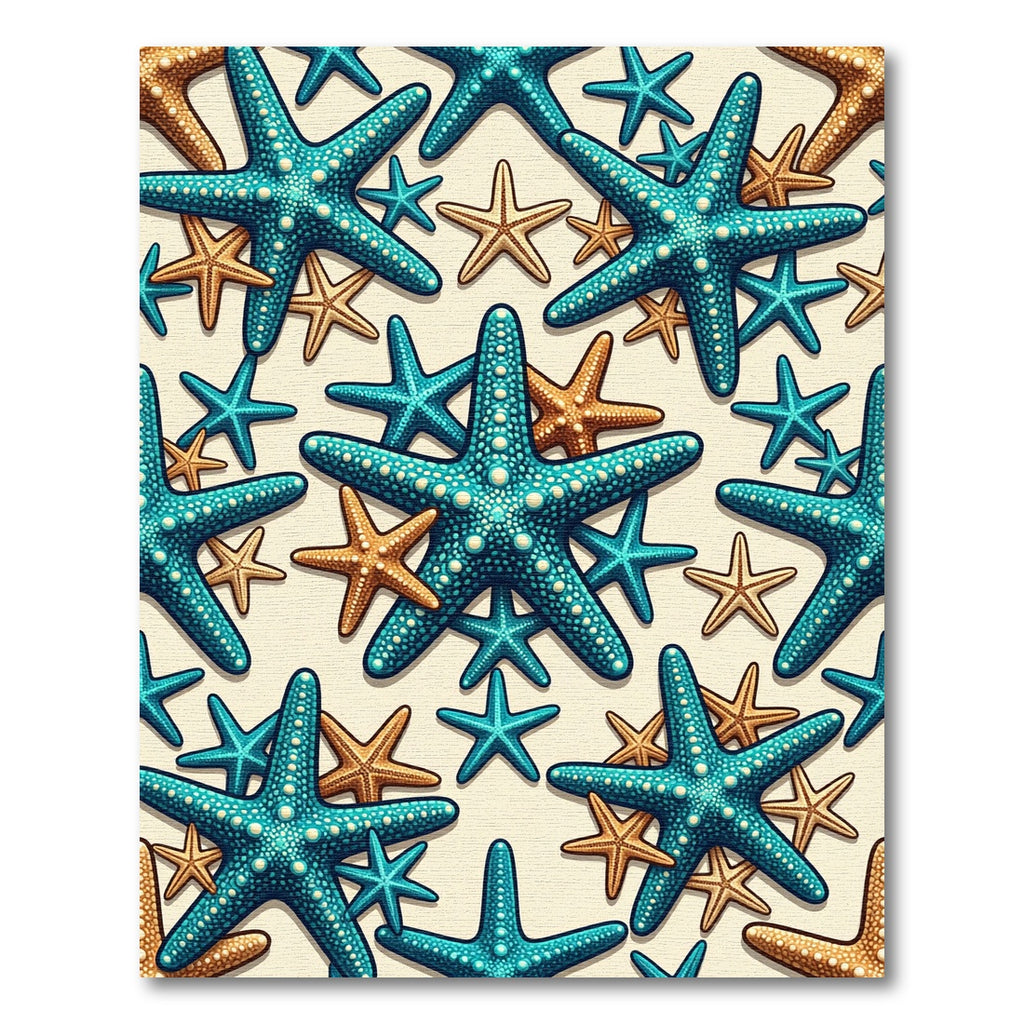 Teal Tan Starfish Beach Pattern Rug