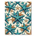 Teal Tan Starfish Beach Pattern Rug