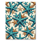 Teal Tan Starfish Beach Pattern Rug