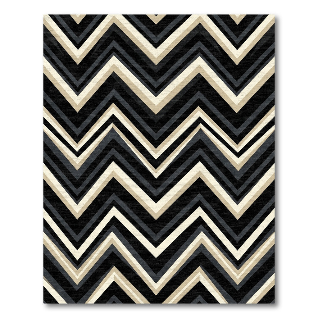 Bold Black Cream Chevron Stripes Rug