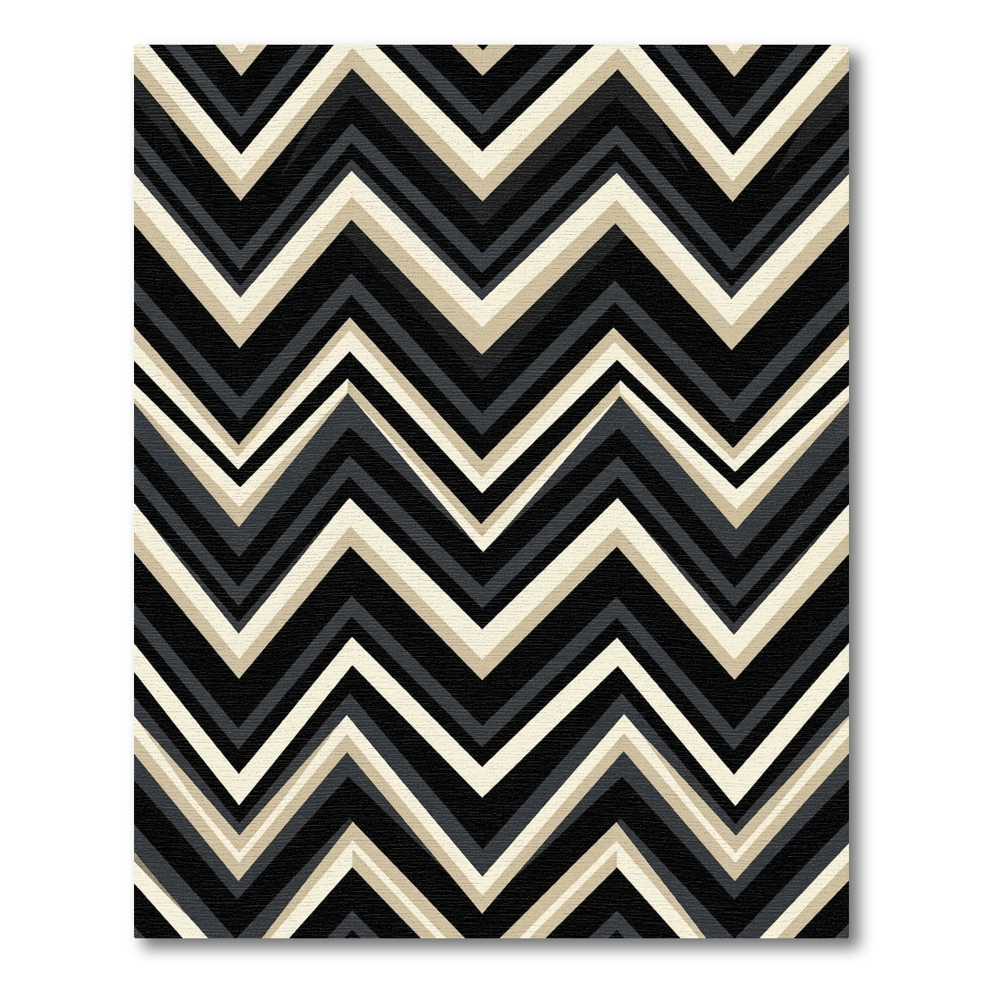 Bold Black Cream Chevron Stripes Rug