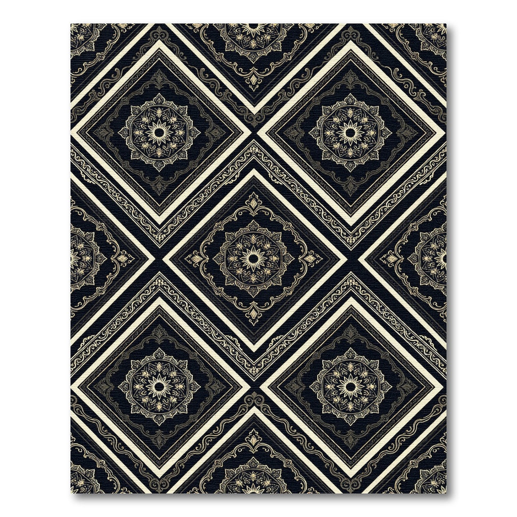 Dark Damask Medallion Diamond Rug