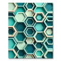 Modern Teal Geometric Hexagon Layers Rug