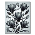 Dark Gray Magnolia Blossoms Branches Rug