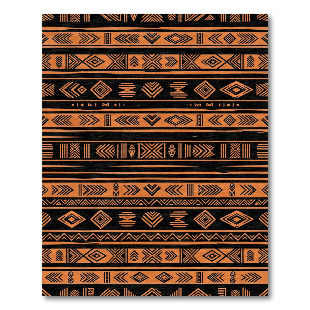 Bold Black and Orange Tribal Geometry Rug