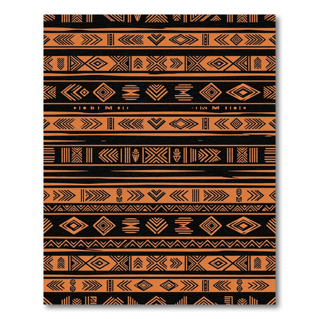 Bold Black and Orange Tribal Geometry Rug