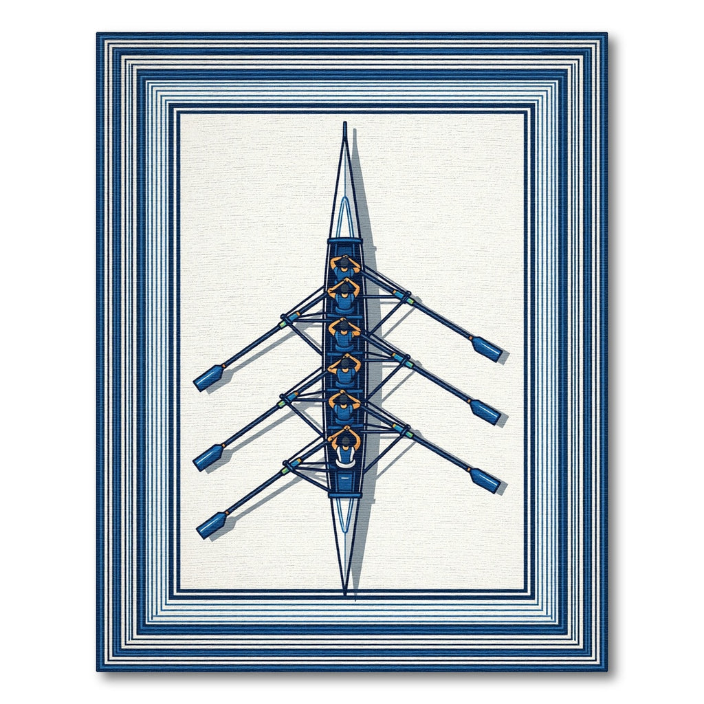 Minimalist Blue Rowing Team Nautical Art Rug