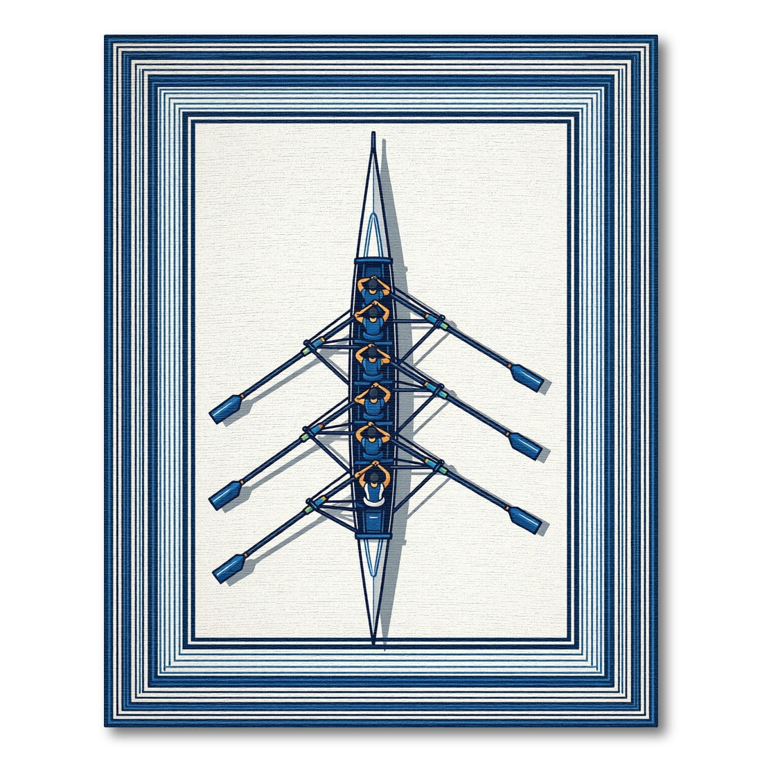 Minimalist Blue Rowing Team Nautical Art Rug