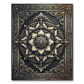 Ornate Antique Gold Floral Medallion Rug