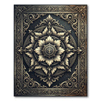 Ornate Antique Gold Floral Medallion Rug