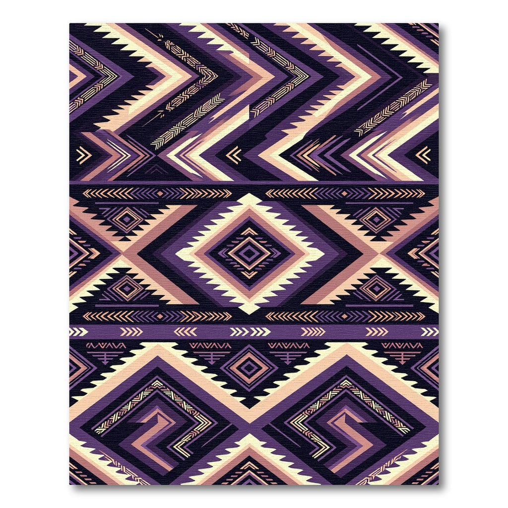 Purple Beige Geometric Diamond Tribal Rug