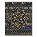 Ornate Gold Charcoal Floral Damask Rug