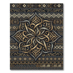 Ornate Gold Charcoal Floral Damask Rug