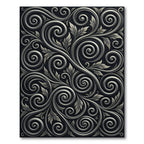 Elegant Black Silver Swirl Floral Rug