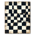 Vintage Black White Distressed Check Rug