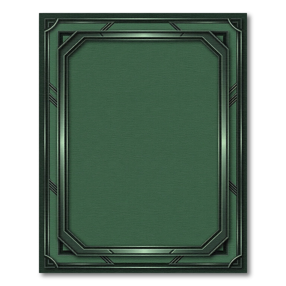 Deep Emerald Geometric Deco Border Rug
