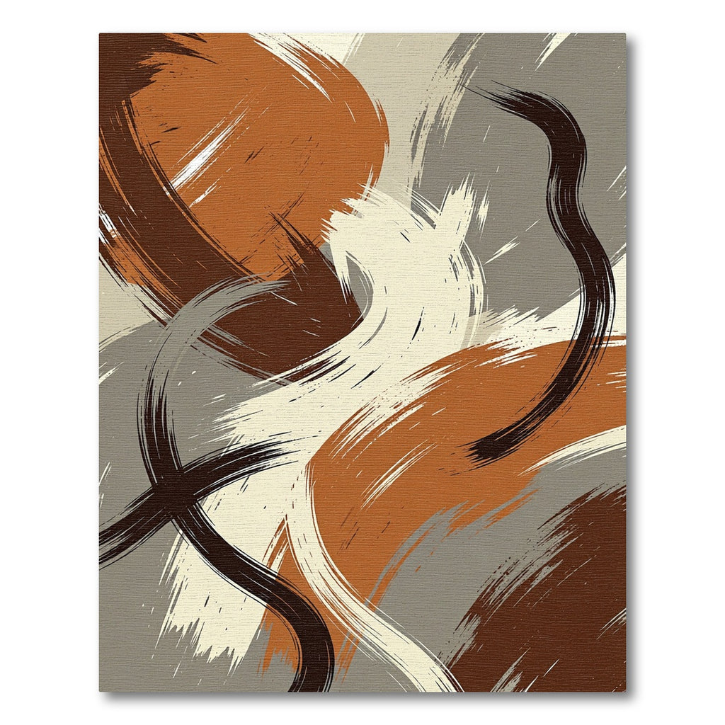 Abstract Earthy Tone Brushstroke Composition Rug