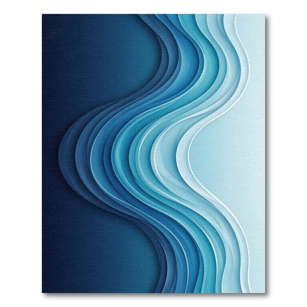Deep Blue Gradient Wavy Layers Rug