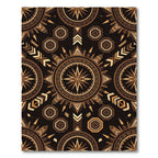 Bronze Geometric Solar Star Emblem Rug