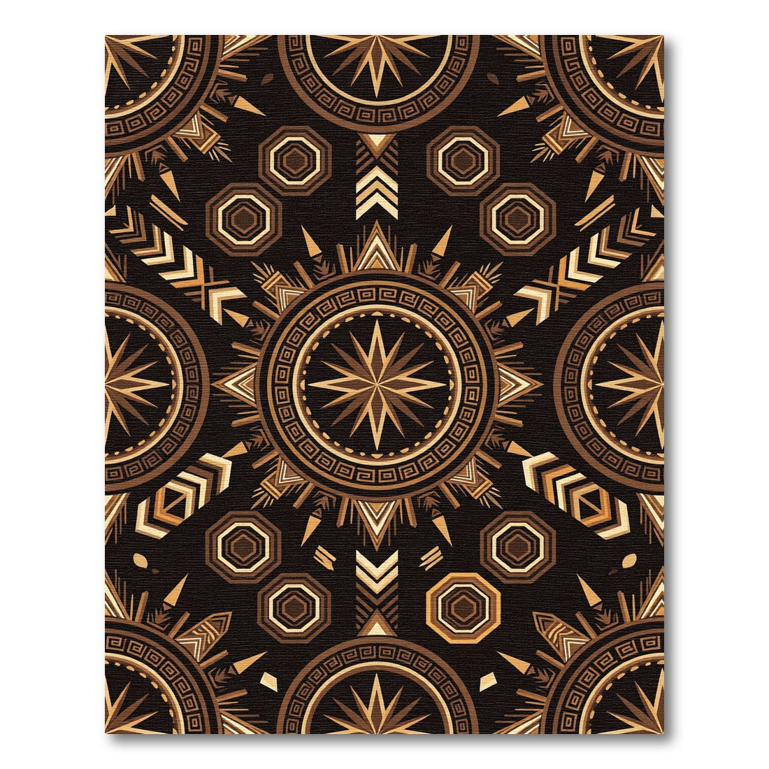 Bronze Geometric Solar Star Emblem Rug