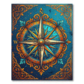Ornate Azure Compass Nautical Medallion Rug