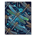 Neon Cyber Dragonfly Circuitry Art Rug