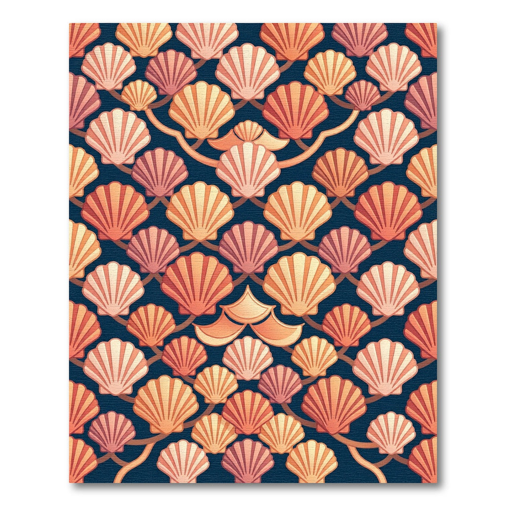 Scallop Shell Coastal Navy Gold Wallpaper Rug