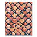Scallop Shell Coastal Navy Gold Wallpaper Rug