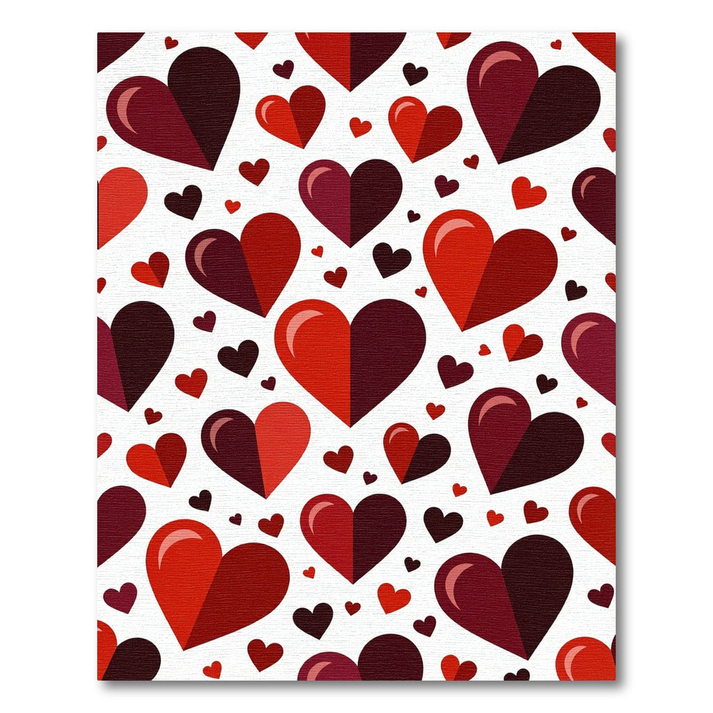 Geometric Two Tone Red Heart Art Rug