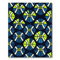 Geometric Lime and Blue Hexagon Abstract Rug