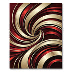 Crimson Gold Swirl Abstract Rug