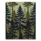 Dark Forest Silhouette Pine Trees Rug