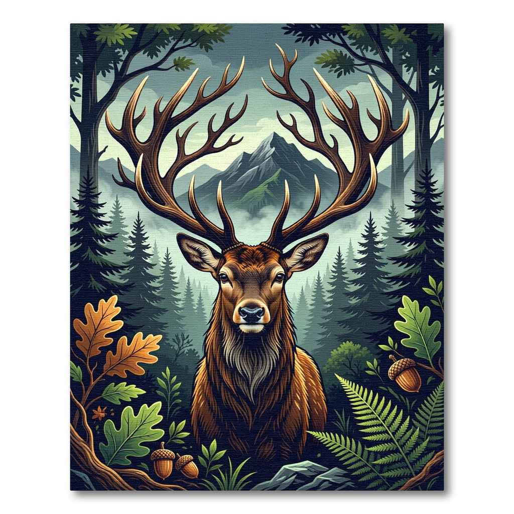 Majestic Elk Forest Mountain Scene Rug