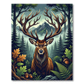 Majestic Elk Forest Mountain Scene Rug