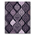 Elegant Plum Damask Scroll Curvaceous Rug