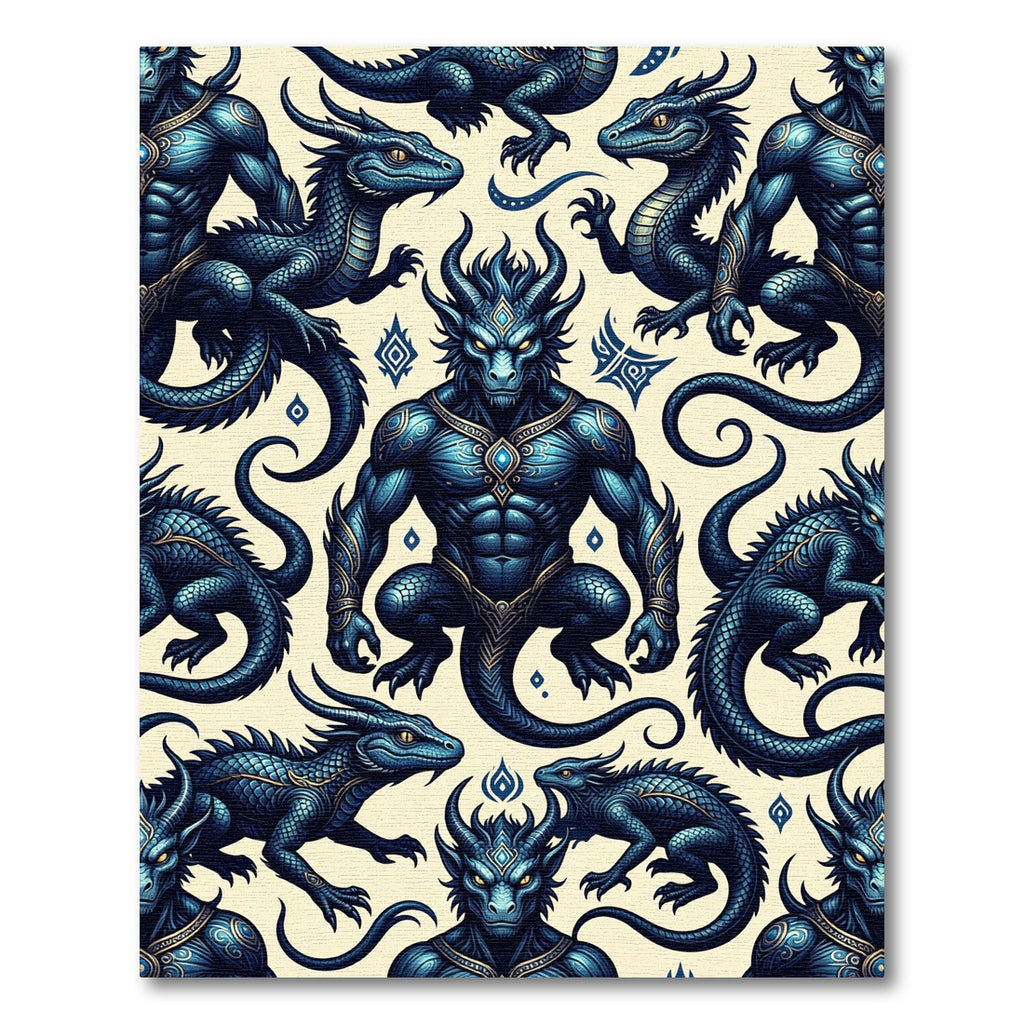Blue Dragon Mythical Creature Celestial Tapestry Rug