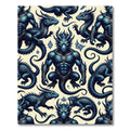 Blue Dragon Mythical Creature Celestial Tapestry Rug