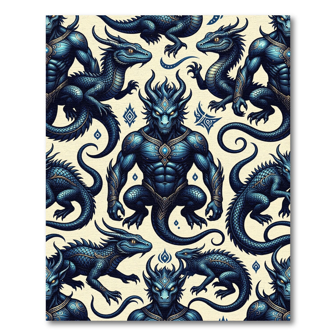 Blue Dragon Mythical Creature Celestial Tapestry Rug