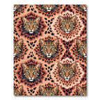Regal Leopard Face Terracotta Floral Symmetry Rug