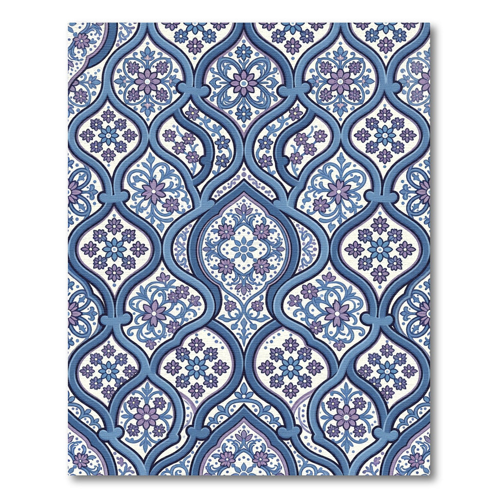 Blue and Violet Ornate Floral Damask Rug